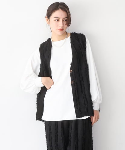 ZMBEE08079 al'aise modulation カットジョーゼットクルーネックブラウス