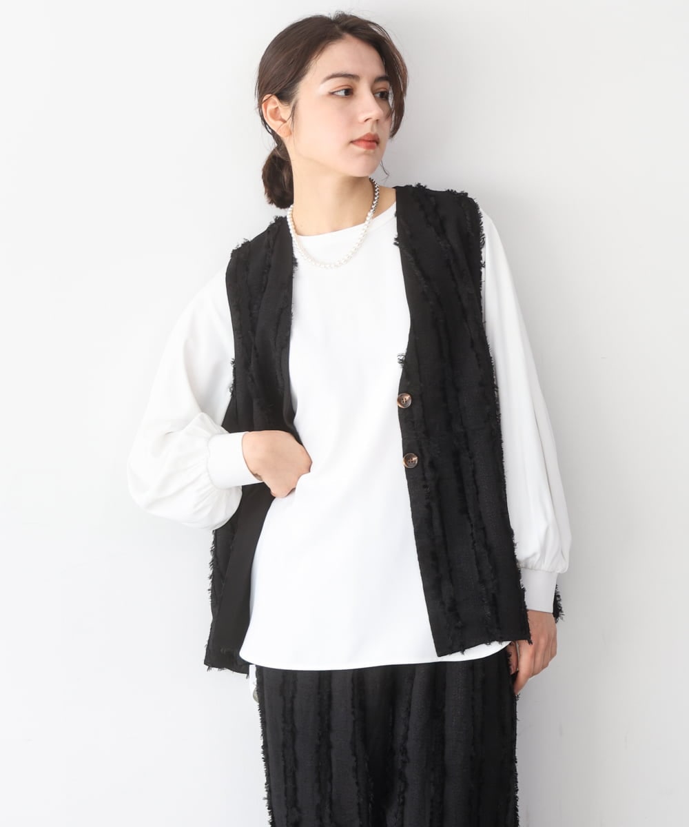 ZMBEE08079 al'aise modulation(アレーズモジュレーション) カットジョーゼットクルーネックブラウス アイボリー