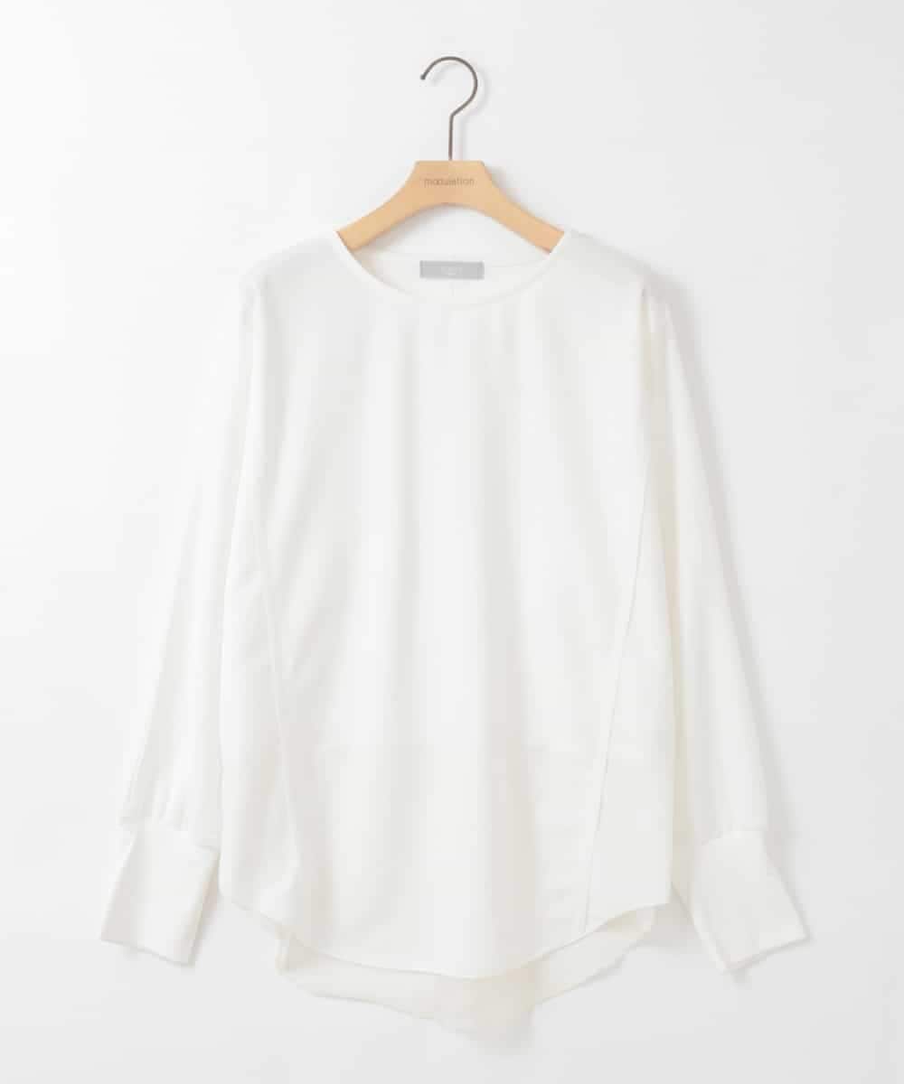 ZMBEE08079 al'aise modulation(アレーズモジュレーション) カットジョーゼットクルーネックブラウス アイボリー