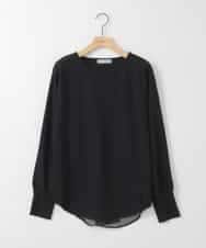 ZMBEE08079 al'aise modulation(アレーズモジュレーション) カットジョーゼットクルーネックブラウス ブラック