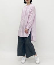 ZMBET06128 al'aise modulation(アレーズモジュレーション) タックプリーツコットンロングシャツ ピンク
