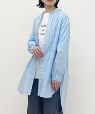 ZMBET06128 al'aise modulation(アレーズモジュレーション) タックプリーツコットンロングシャツ ライトブルー