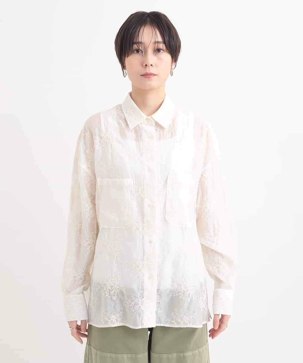 ZMBGB11160 al'aise modulation(アレーズモジュレーション) フラワー総刺繍ブラウス ホワイト