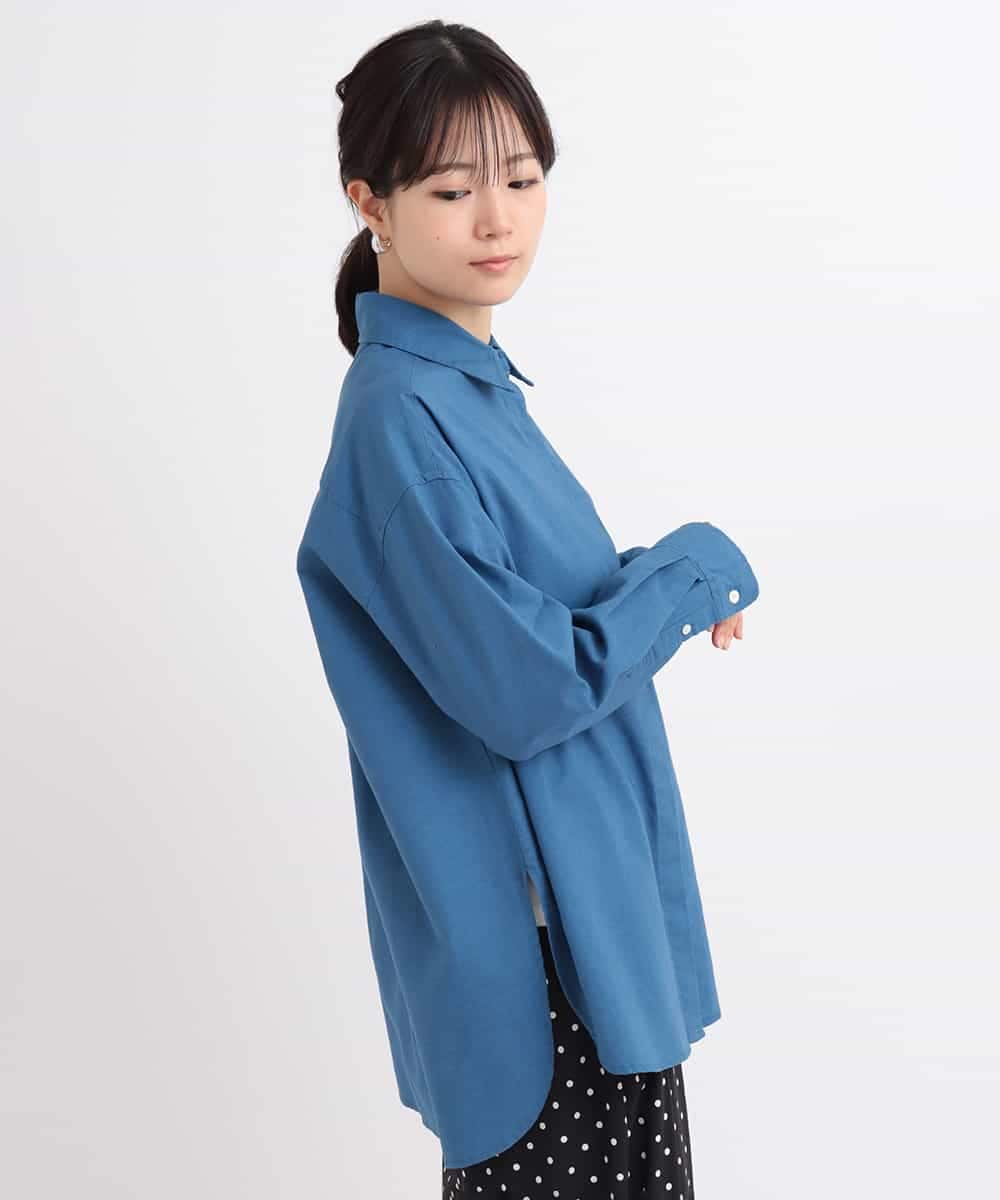 ZMBGB12140 al'aise modulation(アレーズモジュレーション) 【セットアップ対応】ラウンドヘムコットンリネンシャツ ライトブルー