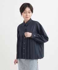 ZMBGB18110 al'aise modulation(アレーズモジュレーション) ボックスプリーツブラウス ネイビー