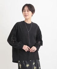 ZMBGB20120 al'aise modulation(アレーズモジュレーション) レースアクセントブラウス ブラック