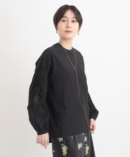ZMBGB20120 al'aise modulation(アレーズモジュレーション) レースアクセントブラウス ブラック