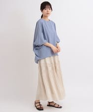 ZMBGB28120 al'aise modulation(アレーズモジュレーション) 【日本製】バックタックコクーンブラウス ライトブルー