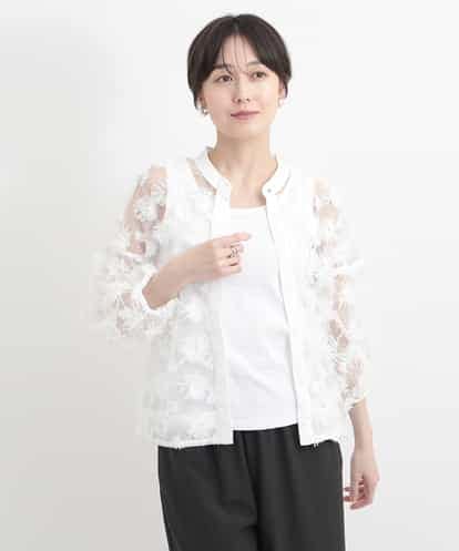 ZMBGB36170 al'aise modulation シャギーフリンジ刺繍シアーブラウス