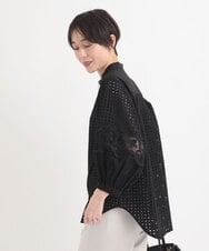ZMBGB37158 al'aise modulation(アレーズモジュレーション) カットワークレースバルーン袖シャツ ブラック