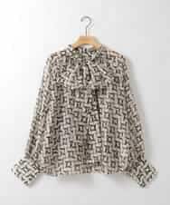 ZMBGE02098 al'aise modulation(アレーズモジュレーション) 【2WAY】ジオメトリックプリントボウタイブラウス アイボリー