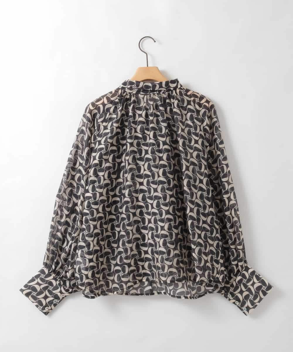 ZMBGE02098 al'aise modulation(アレーズモジュレーション) 【2WAY】ジオメトリックプリントボウタイブラウス ブラック