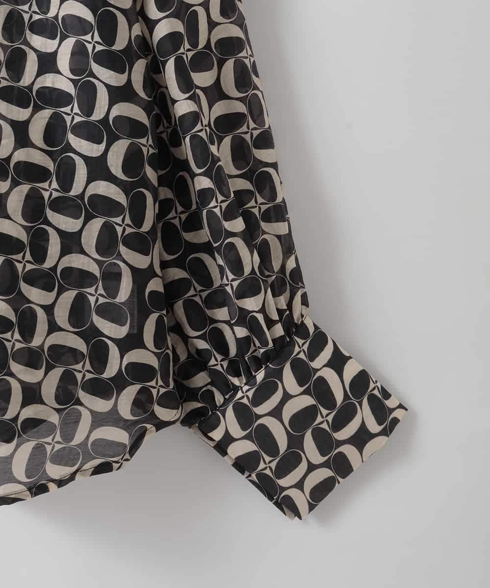 ZMBGE02098 al'aise modulation(アレーズモジュレーション) 【2WAY】ジオメトリックプリントボウタイブラウス ブラック