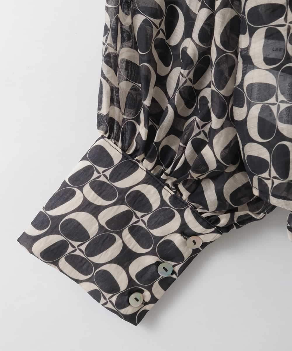 ZMBGE02098 al'aise modulation(アレーズモジュレーション) 【2WAY】ジオメトリックプリントボウタイブラウス ブラック