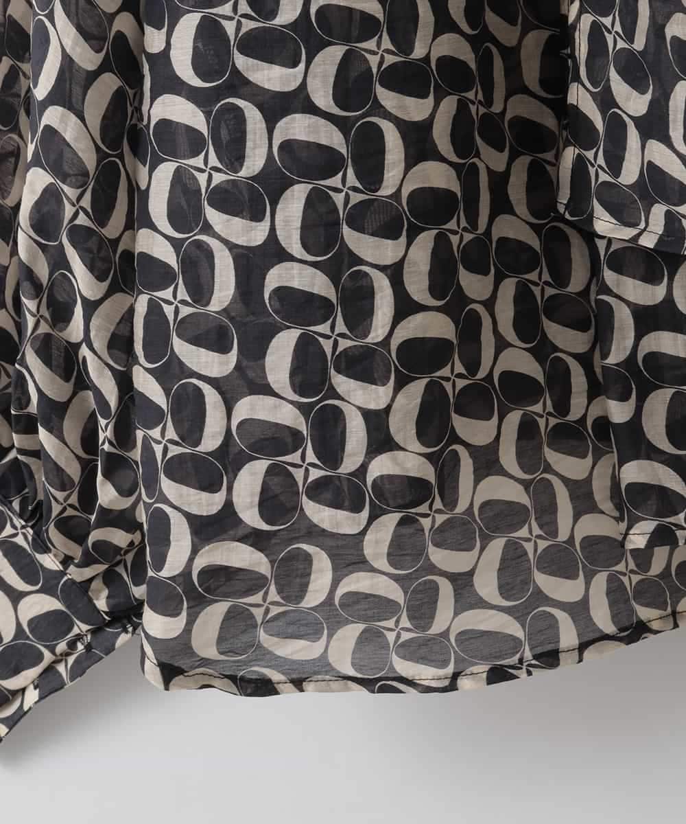 ZMBGE02098 al'aise modulation(アレーズモジュレーション) 【2WAY】ジオメトリックプリントボウタイブラウス ブラック