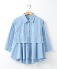 ZMBGE10129 al'aise modulation(アレーズモジュレーション) 【洗える】ティアードフレアブラウス ブルー