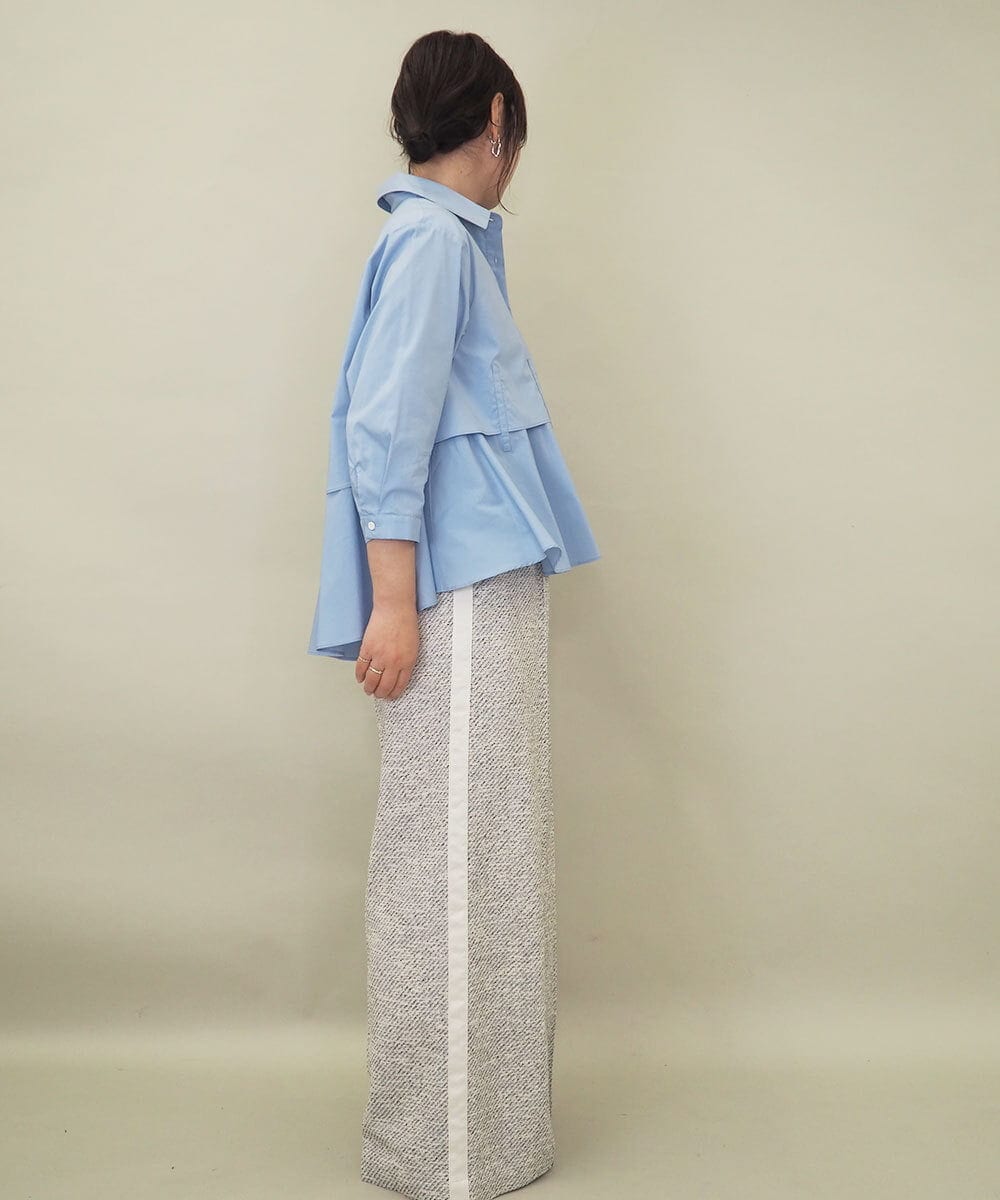 ZMBGE10129 al'aise modulation(アレーズモジュレーション) 【洗える】ティアードフレアブラウス ブルー