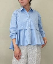 ZMBGE10129 al'aise modulation(アレーズモジュレーション) 【洗える】ティアードフレアブラウス ブルー