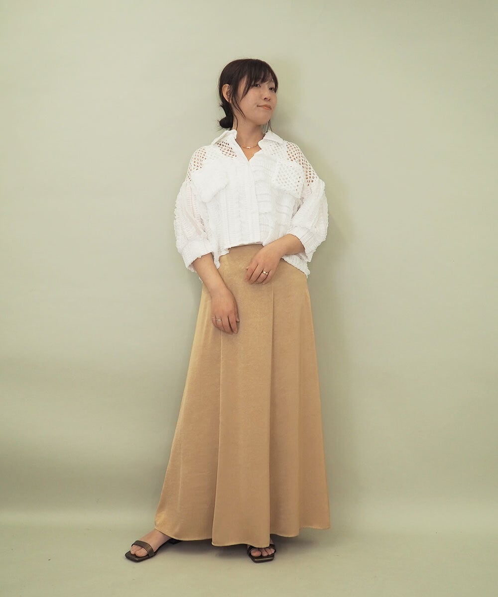 ZMBGE11140 al'aise modulation(アレーズモジュレーション) フラワーレースオーバーシルエットシャツ ホワイト