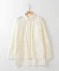 ZMBGE11140 al'aise modulation(アレーズモジュレーション) フラワーレースオーバーシルエットシャツ ホワイト