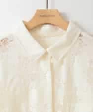 ZMBGE11140 al'aise modulation(アレーズモジュレーション) フラワーレースオーバーシルエットシャツ ホワイト