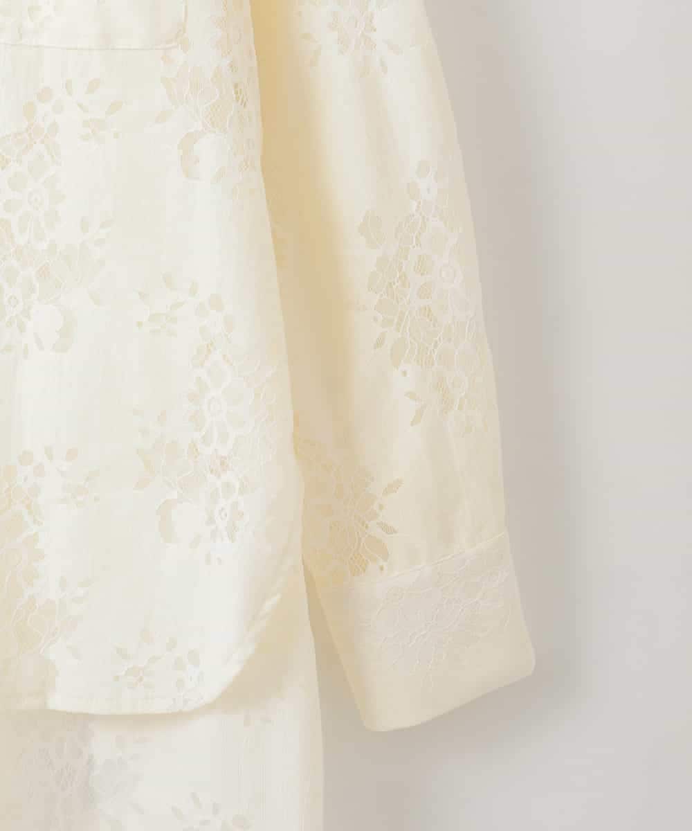 ZMBGE11140 al'aise modulation(アレーズモジュレーション) フラワーレースオーバーシルエットシャツ ホワイト