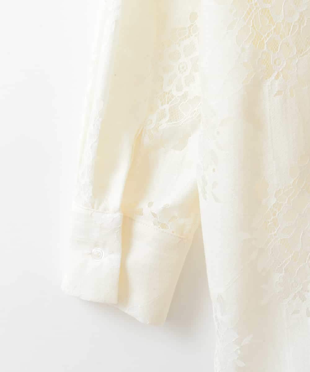 ZMBGE11140 al'aise modulation(アレーズモジュレーション) フラワーレースオーバーシルエットシャツ ホワイト