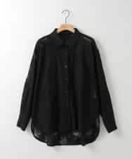 ZMBGE11140 al'aise modulation(アレーズモジュレーション) フラワーレースオーバーシルエットシャツ ブラック