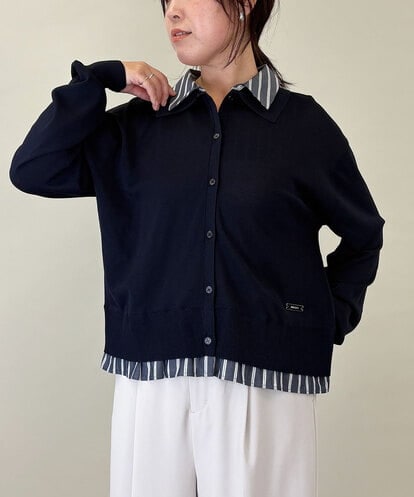 ZMBGE12150 al'aise modulation 【洗える/UV】シャツドッキングニットカーディガン