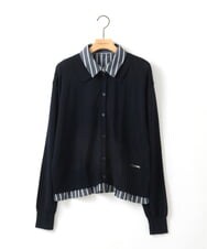 ZMBGE12150 al'aise modulation(アレーズモジュレーション) 【洗える/UV】シャツドッキングニットカーディガン ライトブルー