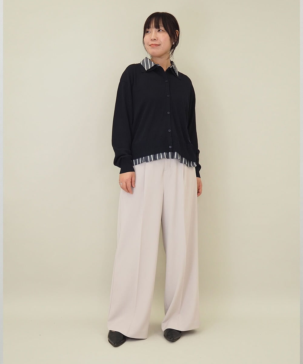 ZMBGE12150 al'aise modulation(アレーズモジュレーション) 【洗える/UV】シャツドッキングニットカーディガン ライトブルー