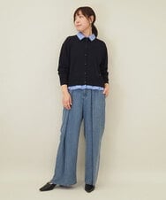 ZMBGE12150 al'aise modulation(アレーズモジュレーション) 【洗える/UV】シャツドッキングニットカーディガン ネイビー