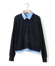 ZMBGE12150 al'aise modulation(アレーズモジュレーション) 【洗える/UV】シャツドッキングニットカーディガン ネイビー