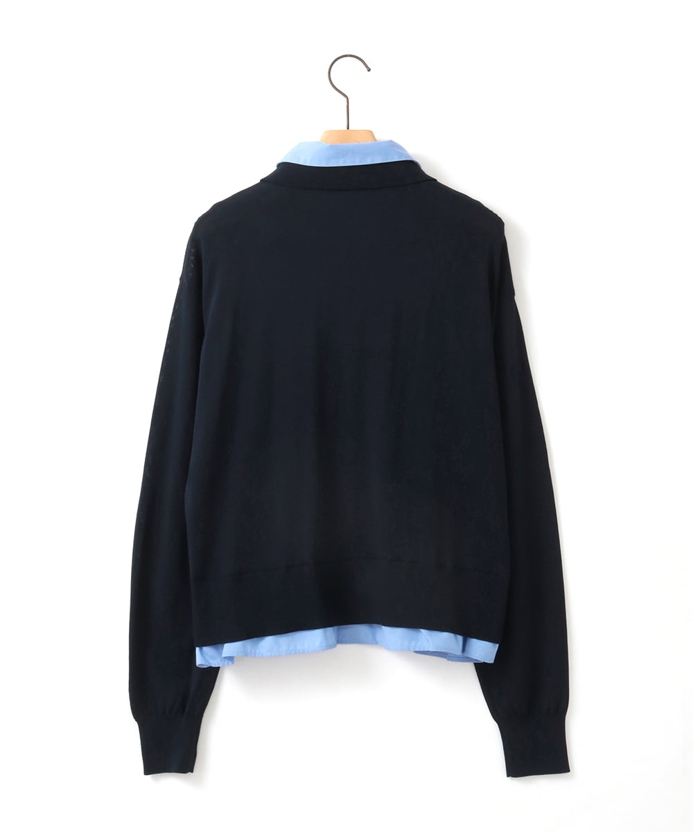 ZMBGE12150 al'aise modulation(アレーズモジュレーション) 【洗える/UV】シャツドッキングニットカーディガン ネイビー