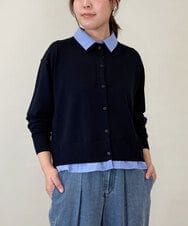ZMBGE12150 al'aise modulation(アレーズモジュレーション) 【洗える/UV】シャツドッキングニットカーディガン ネイビー