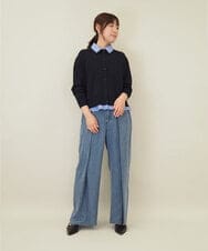 ZMBGE12150 al'aise modulation(アレーズモジュレーション) 【洗える/UV】シャツドッキングニットカーディガン ネイビー