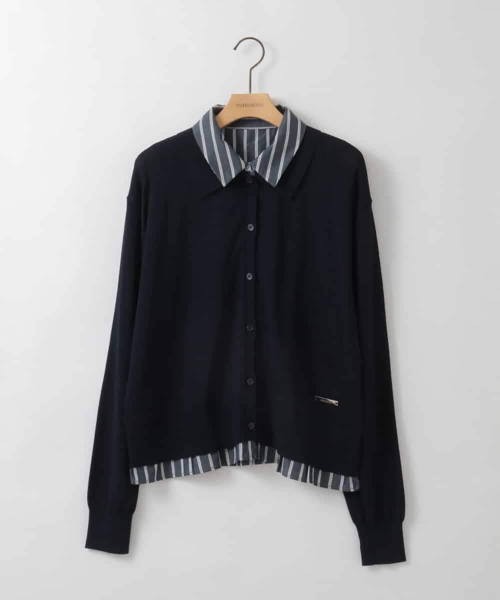 ZMBGE12150 al'aise modulation(アレーズモジュレーション) 【洗える/UV】シャツドッキングニットカーディガン ライトブルー