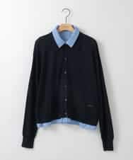 ZMBGE12150 al'aise modulation(アレーズモジュレーション) 【洗える/UV】シャツドッキングニットカーディガン ネイビー