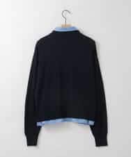 ZMBGE12150 al'aise modulation(アレーズモジュレーション) 【洗える/UV】シャツドッキングニットカーディガン ネイビー