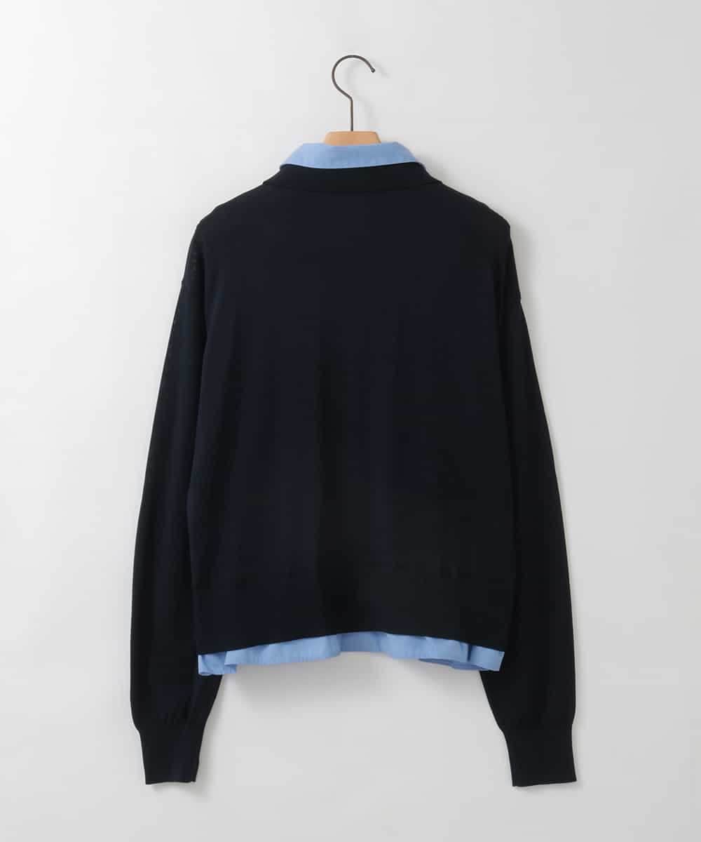 ZMBGE12150 al'aise modulation(アレーズモジュレーション) 【洗える/UV】シャツドッキングニットカーディガン ネイビー