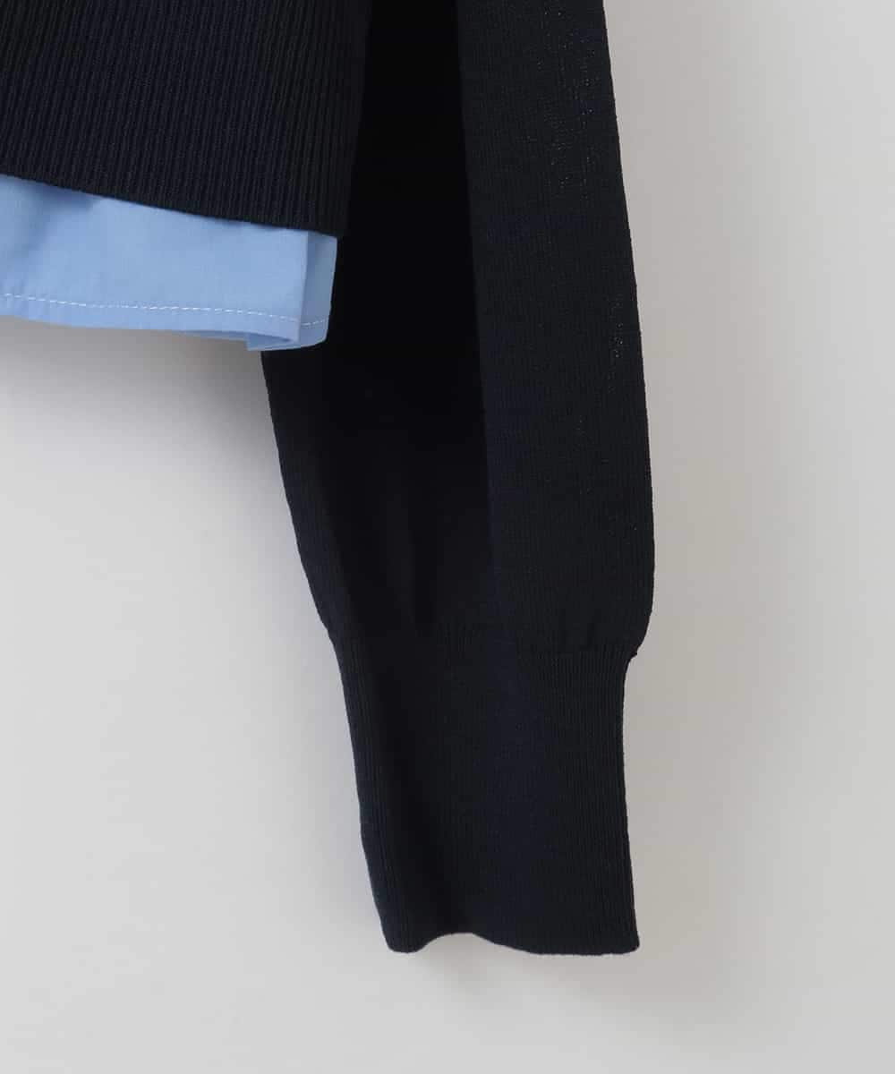 ZMBGE12150 al'aise modulation(アレーズモジュレーション) 【洗える/UV】シャツドッキングニットカーディガン ネイビー