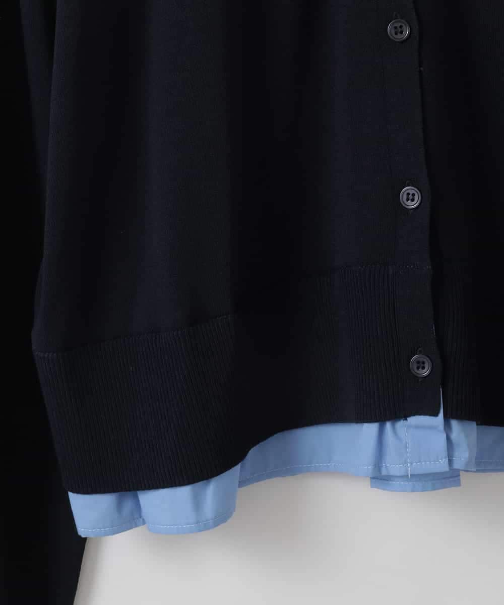 ZMBGE12150 al'aise modulation(アレーズモジュレーション) 【洗える/UV】シャツドッキングニットカーディガン ネイビー