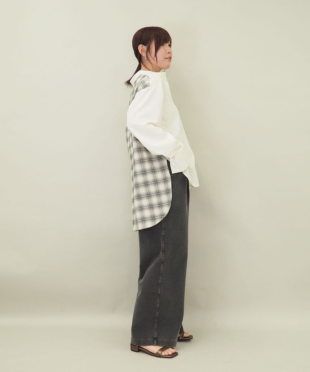 ZMBGE13089 al'aise modulation(アレーズモジュレーション) バックチェックデザインシャツ ホワイト