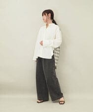 ZMBGE13089 al'aise modulation(アレーズモジュレーション) バックチェックデザインシャツ ホワイト