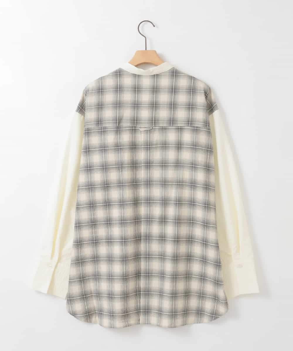 ZMBGE13089 al'aise modulation(アレーズモジュレーション) バックチェックデザインシャツ ホワイト