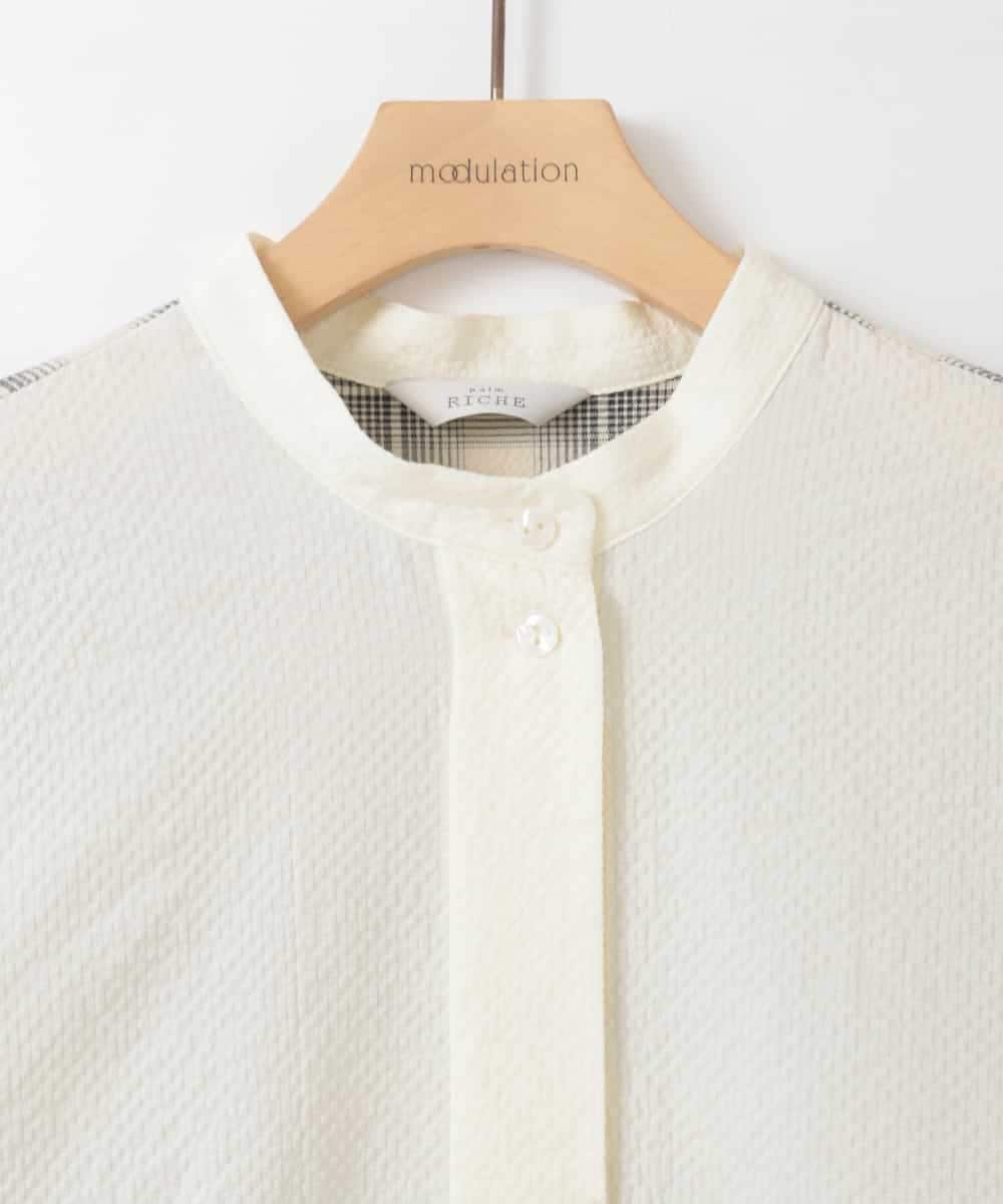 ZMBGE13089 al'aise modulation(アレーズモジュレーション) バックチェックデザインシャツ ホワイト