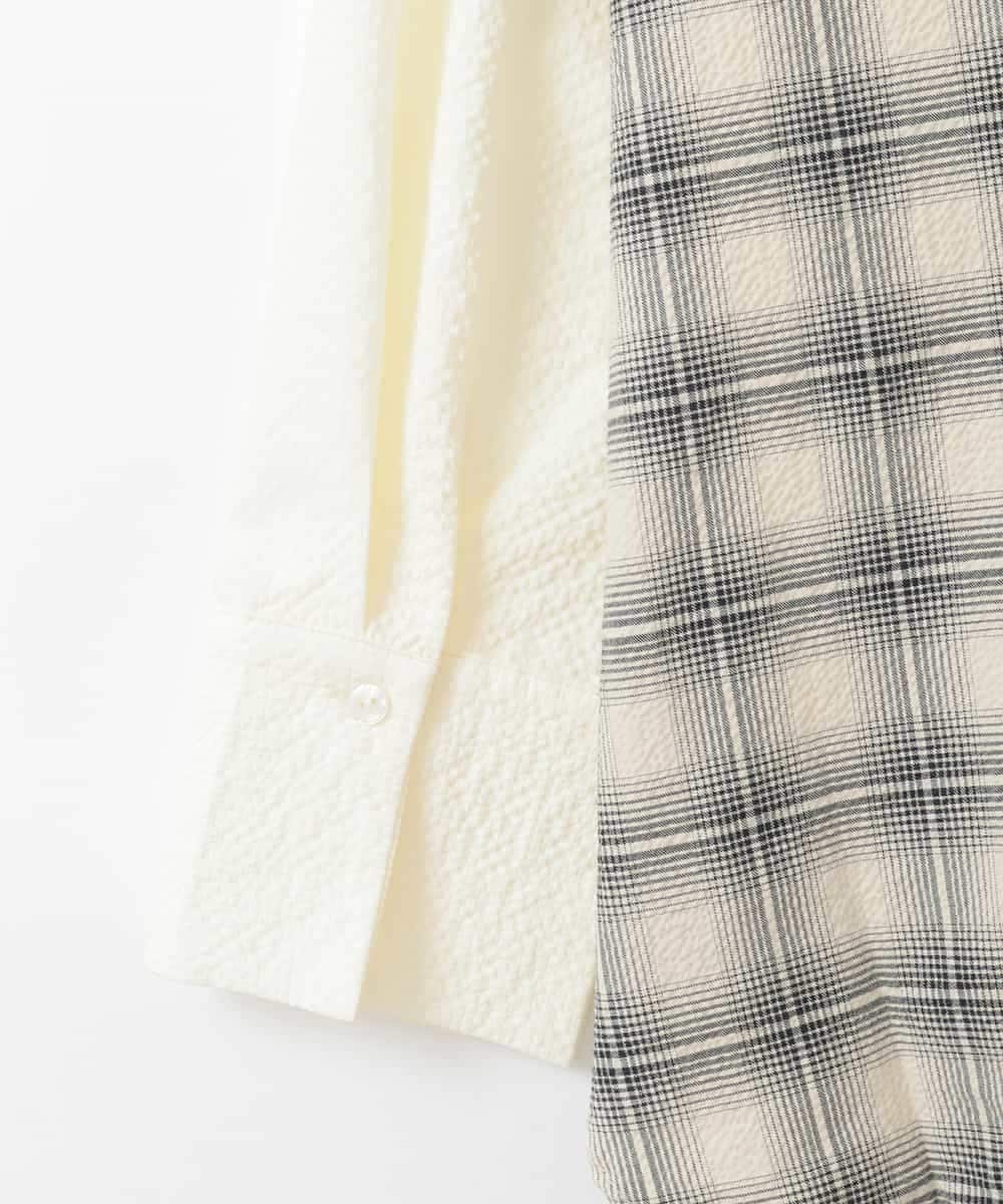 ZMBGE13089 al'aise modulation(アレーズモジュレーション) バックチェックデザインシャツ ホワイト