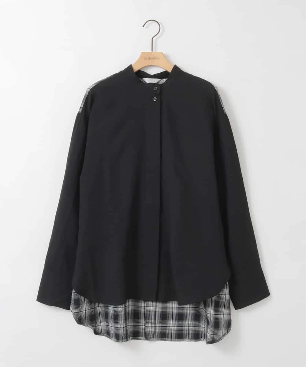 ZMBGE13089 al'aise modulation(アレーズモジュレーション) バックチェックデザインシャツ ブラック