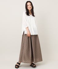 ZMBGE15089 al'aise modulation(アレーズモジュレーション) 【洗える】スキッパーネックシアーストライプブラウス ホワイト