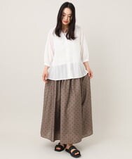 ZMBGE15089 al'aise modulation(アレーズモジュレーション) 【洗える】スキッパーネックシアーストライプブラウス ホワイト